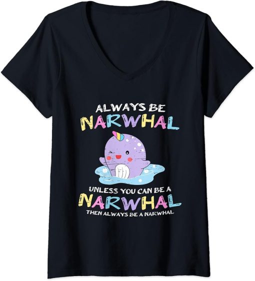 Womens Narwhals Unicorns Of The Sea - Orca Narwhal V-Neck T-Shirt