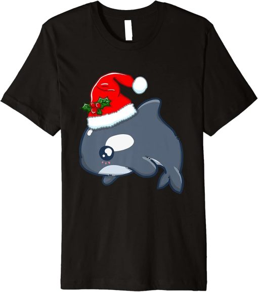 Xmas Kawaii Orca Cute Christmas Animal Santa"s Hat Premium T-Shirt