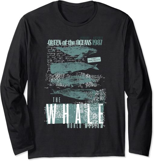 Beluga Whale Humpback Whale Killer Whale Vintage Art Graphic Long Sleeve T-Shirt