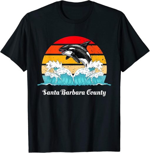 Vintage Santa Barbara County Distressed Orca Killer Whale T-Shirt